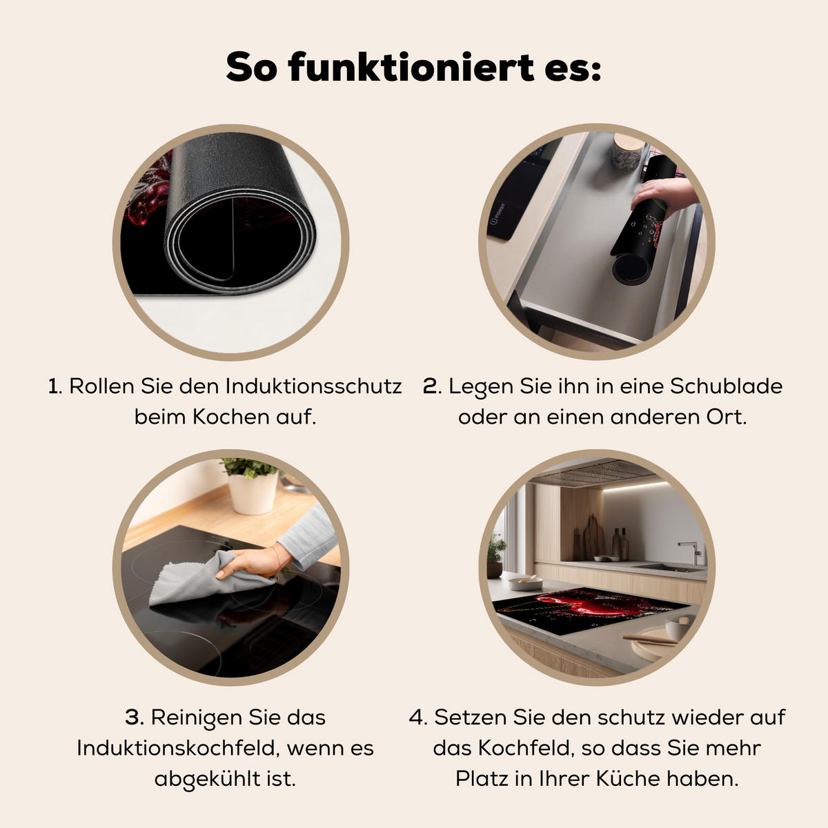 HERDABDECKPLATTE Kirsche - Rot - Frucht - Wasser - Schwarz 78x78 cm - Kirschrot, Kunststoff (78/78/0.2cm) - MuchoWow