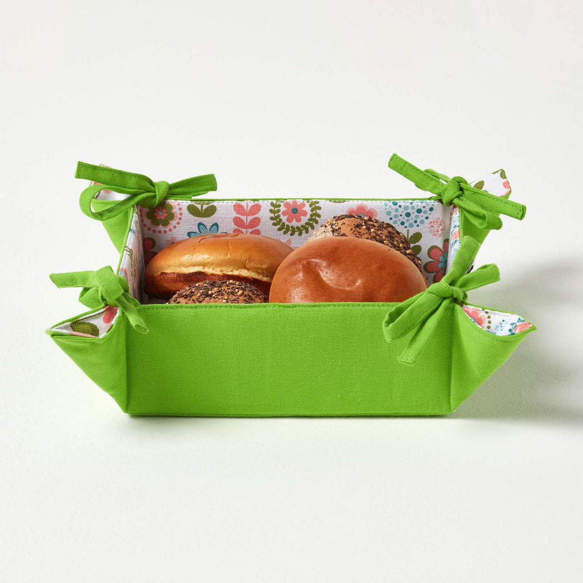 BROTKORB Retro-Blumen – faltbar mit Wende-Design - Limette, Textil (22/7/22cm) - Homescapes