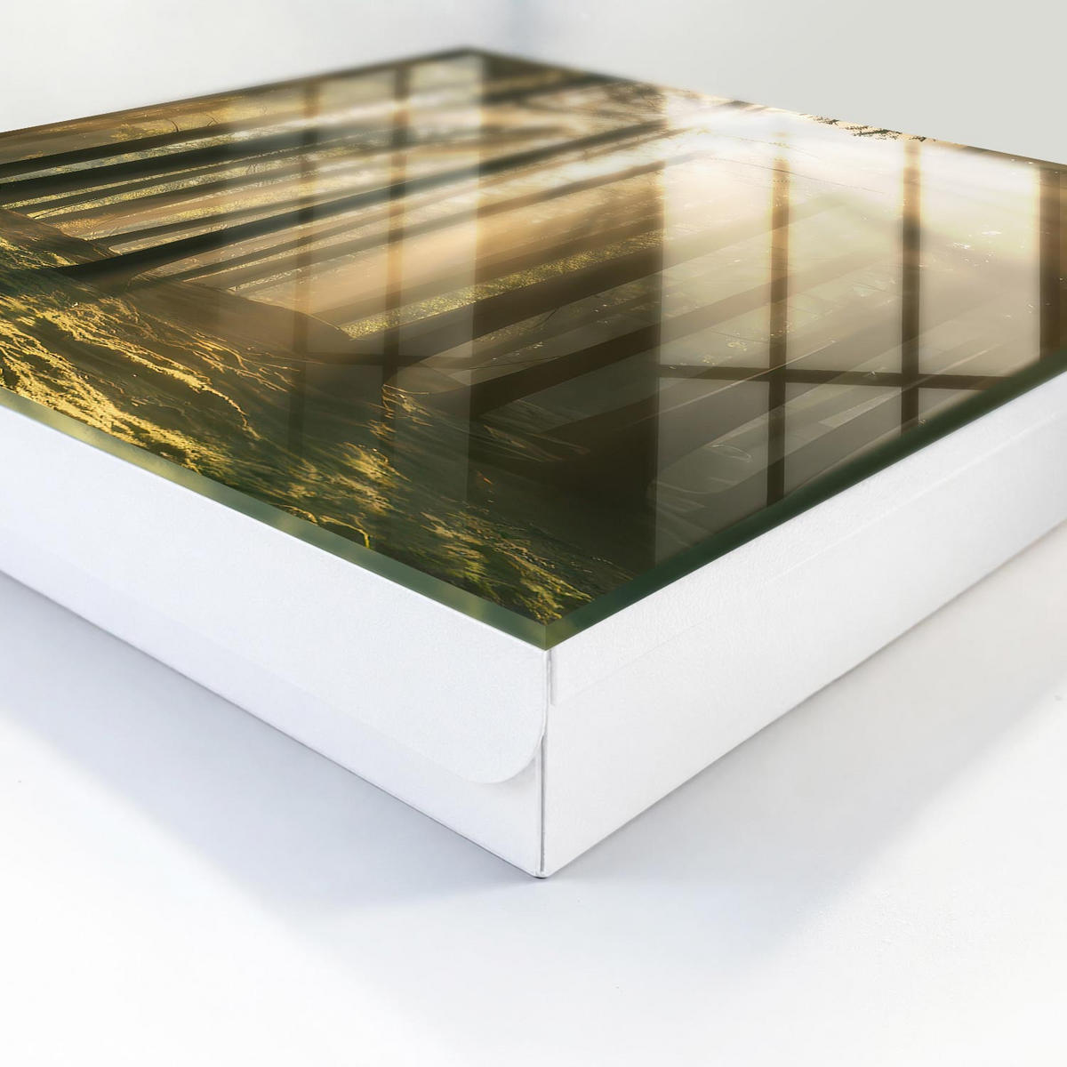 SCHLÜSSELBOX Weiß 30x30 cm – Türöffnung nach rechts - Waldlicht - Grün, Metall (30/30/5cm) - TULUP