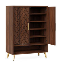 SCHUHSCHRANK Walnuss 6 Ebenen mit Türen - Braun, Holz (75/110/35cm) - Kaket