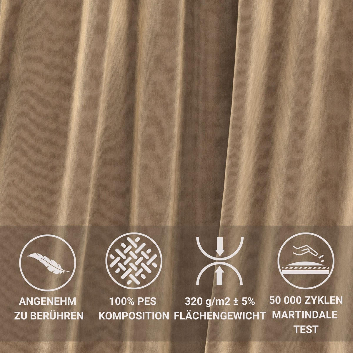 WOHNLANDSCHAFT Peebles Beige Samtstoff - Beige/Schwarz, Holz/Holzwerkstoff (330/90/175cm) - Maison de Reve