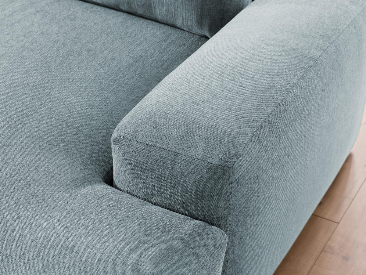 ECKSOFA Lennon aus Hellblau Strukturstoff mit Schlaffunktion und Bettkasten - Schwarz/Hellblau, Holz/Kunststoff (264/137cm) - S-Style