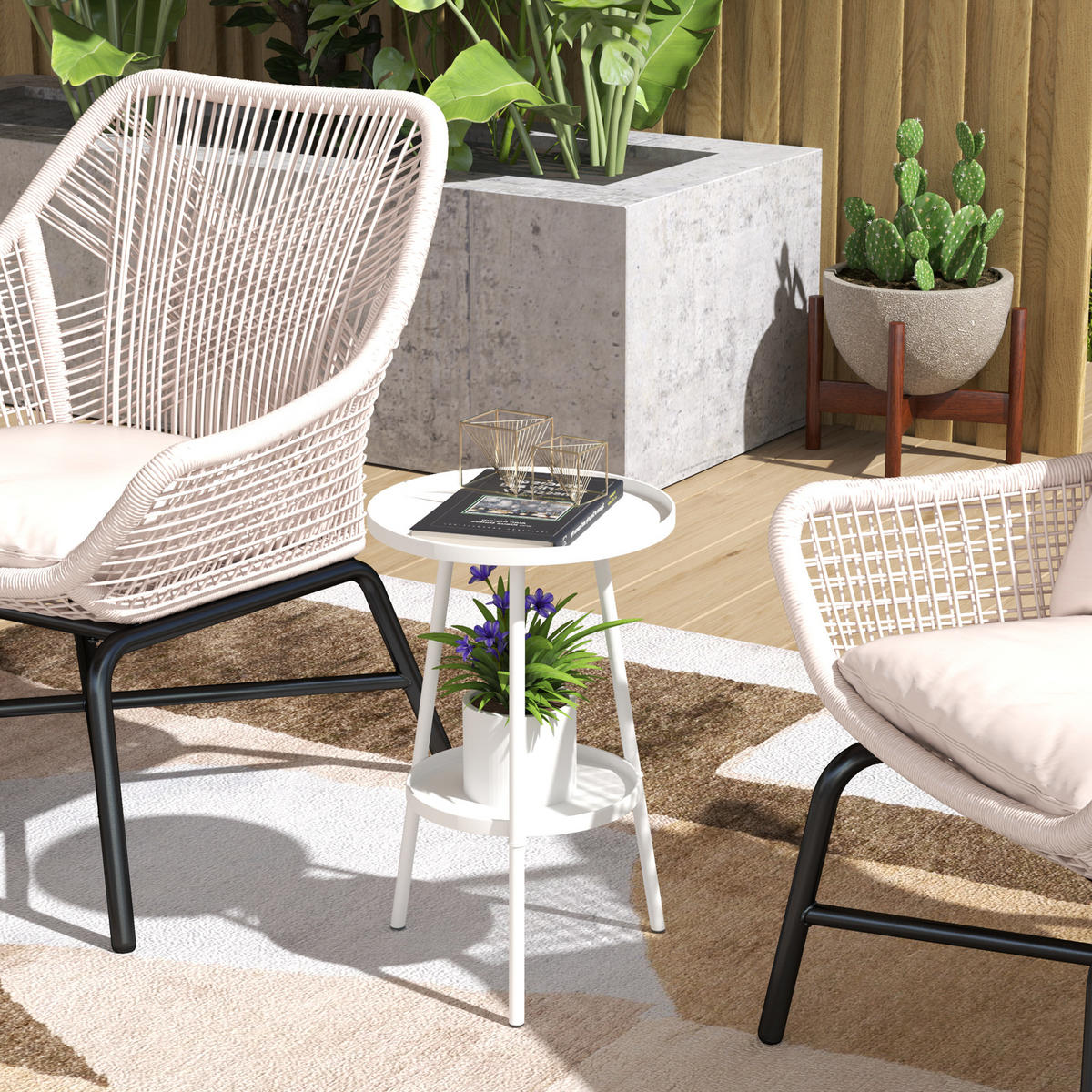 GARTENTISCH,WEISS,1 Stück - Weiß, Metall (32/32/51cm) - GiPP