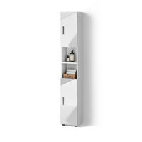 BADSCHRANK Ronco Weiß Hochglanz mit Einsätzen 30 x 192 cm - Weiß Hochglanz/Grau, Holzwerkstoff (30/192/30cm) - Livinity®