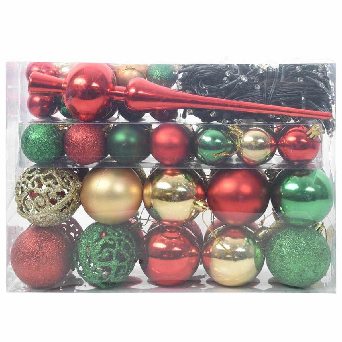 WEIHNACHTSKUGELSET 61 -teilig Mehrfarbig Kunststoff - Eukalyptusholzfarben, Kunststoff (6/27/6cm) - vidaXL