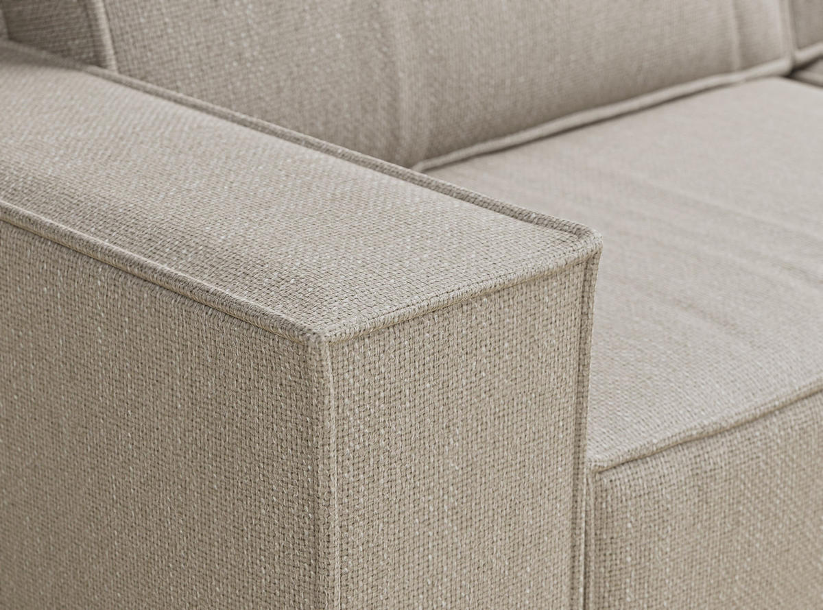 ECKSOFA MIT SCHLAFFUNKTION Zaya Beige Webstoff - Beige/Schwarz, Holz/Holzwerkstoff (255/148cm) - Maison de Reve