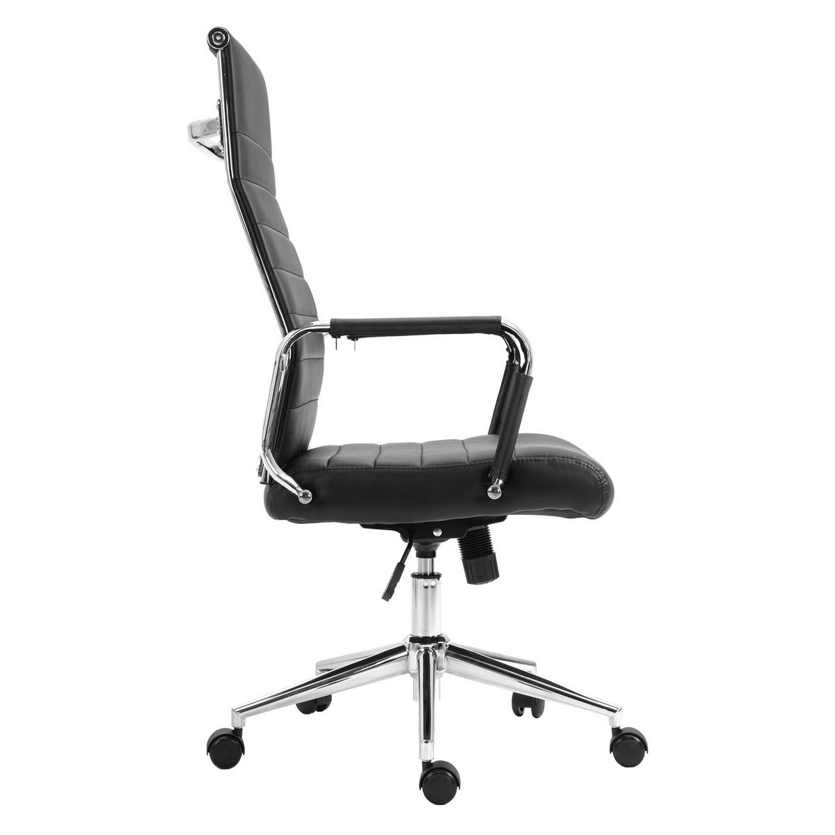 SCHREIBTISCHSTUHL OFFICE COMFORT HB Kunstleder Schwarz - Silberfarben/Schwarz, Textil/Metall (57/120/53cm) - SVITA