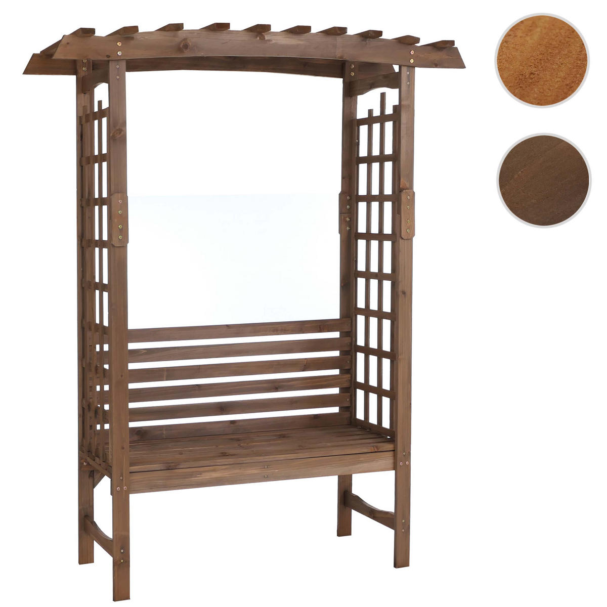 RŮŽOVÝ oblouk s lavičkou, tmavě hnědý - tmavě hnědá, dřevo (160/201/60cm) - MCW