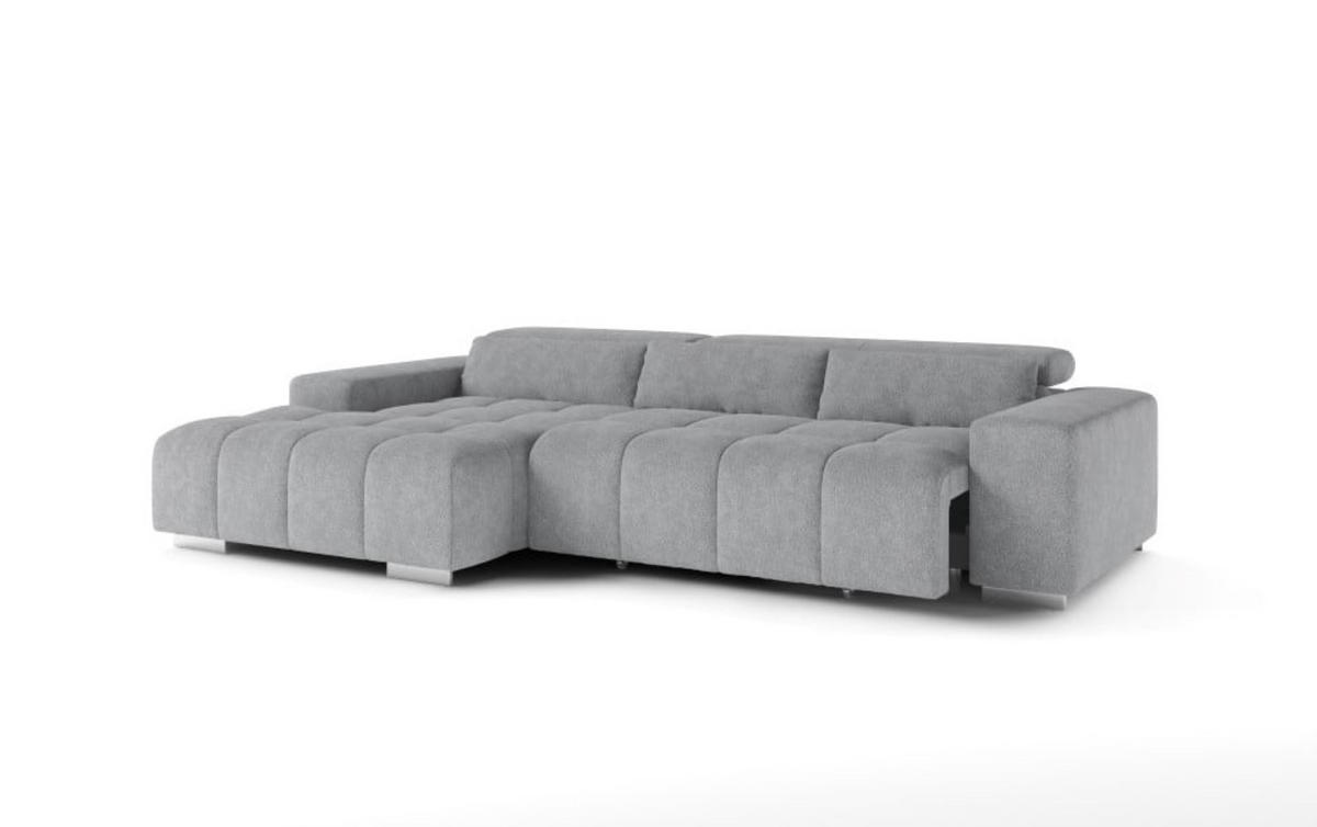 ECKSOFA mit elektronischem Sitzvorschub und verstellbaren Kopflehnen - Chromfarben/Grau, Textil (307/186cm) - Cotta
