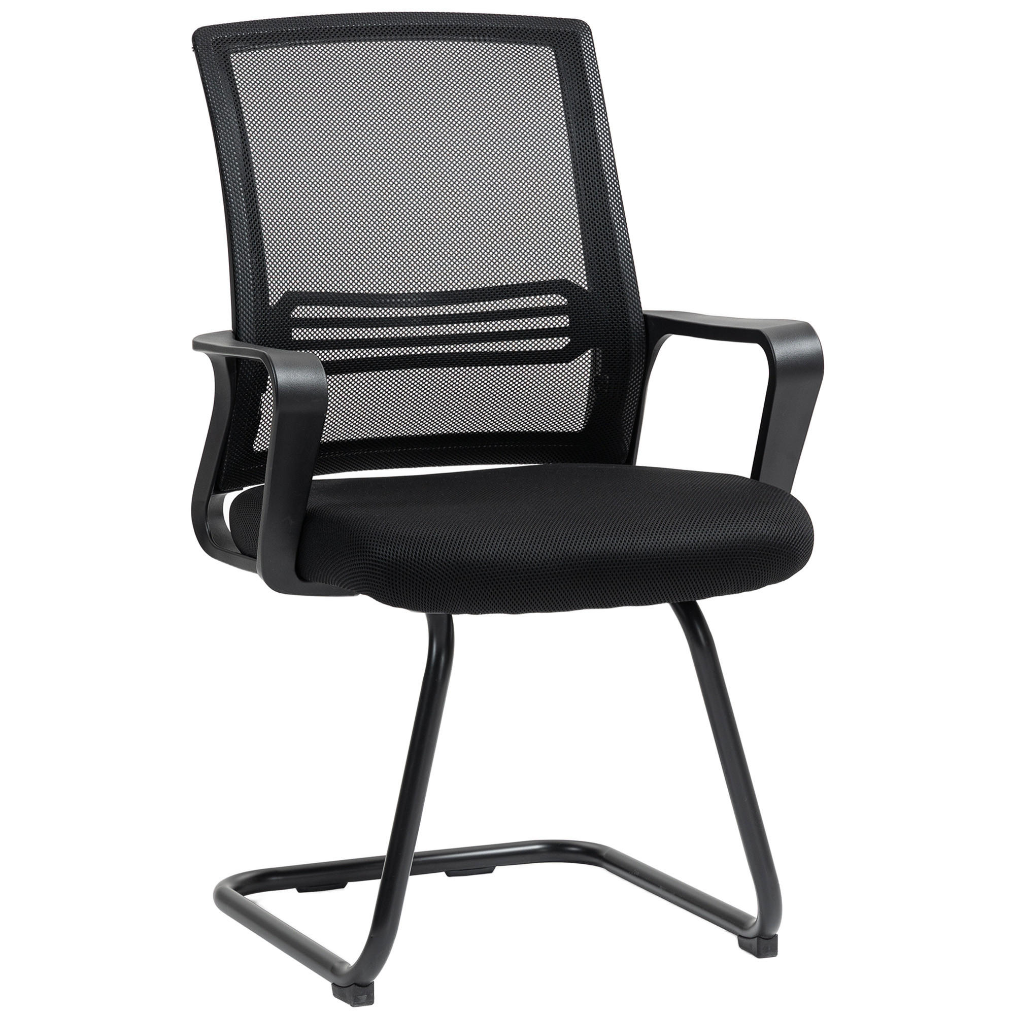 BESUCHERSTUHL Polyester Metall Schwarz - Schwarz, Textil/Metall (57.5/93/58.5cm) - HOMCOM