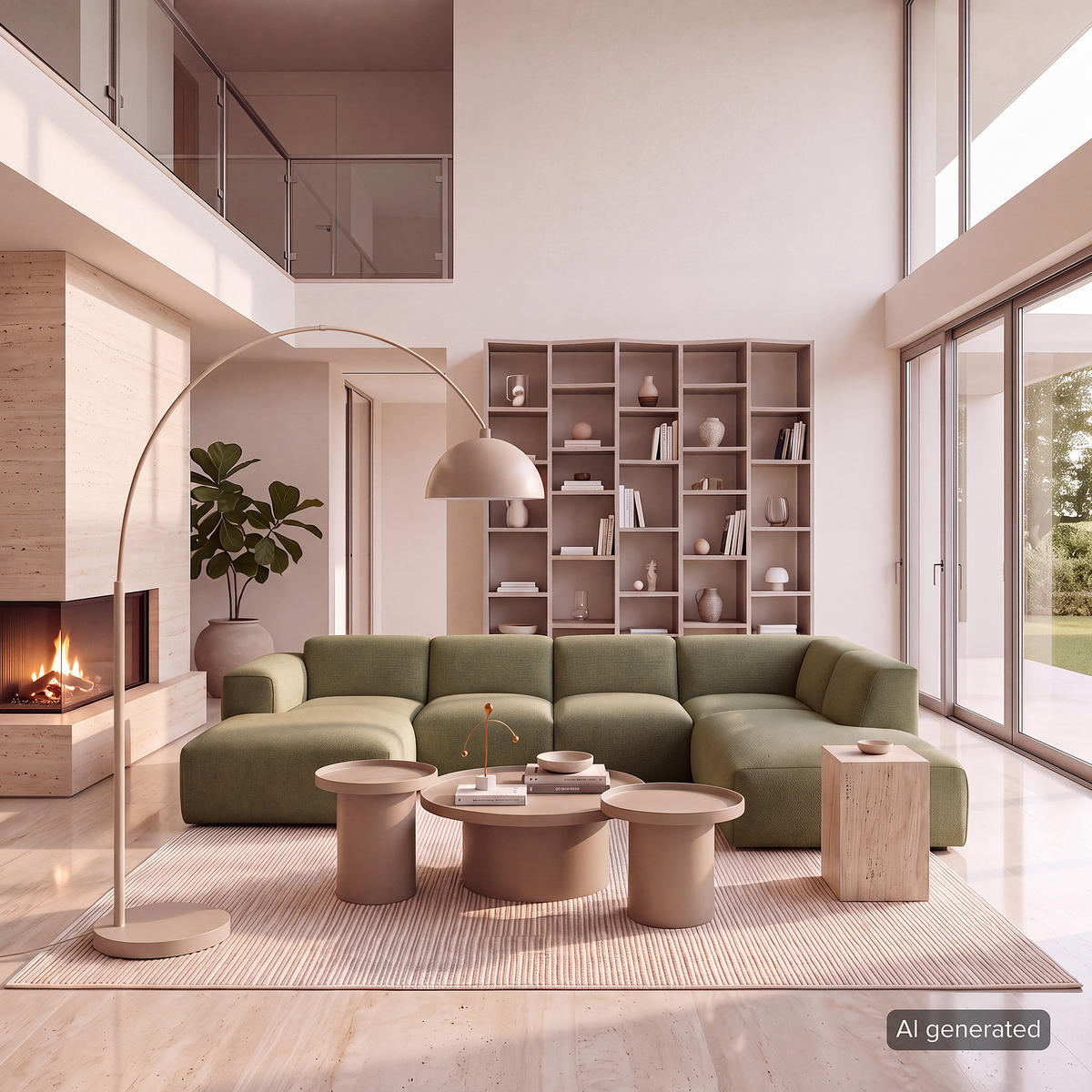 WOHNLANDSCHAFT mit Longchair - Dunkelgrün/Schwarz, Kunststoff/Textil (325/71/235cm) - home24