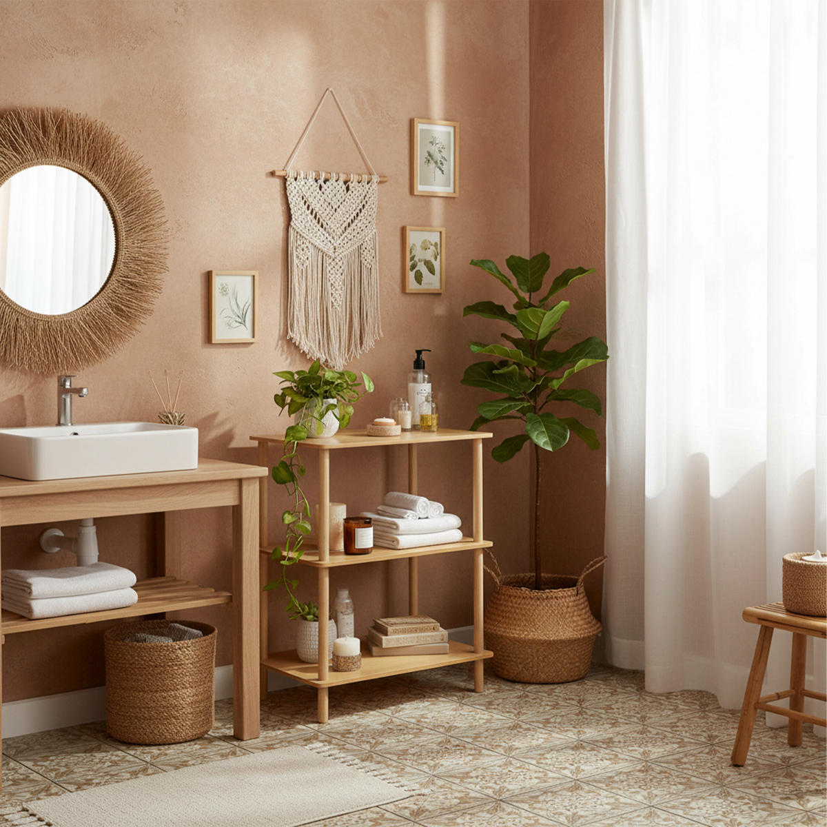 STANDREGAL - Hellbraun/Naturfarben, Holz/Holzwerkstoff (60/79/40cm) - Relaxdays