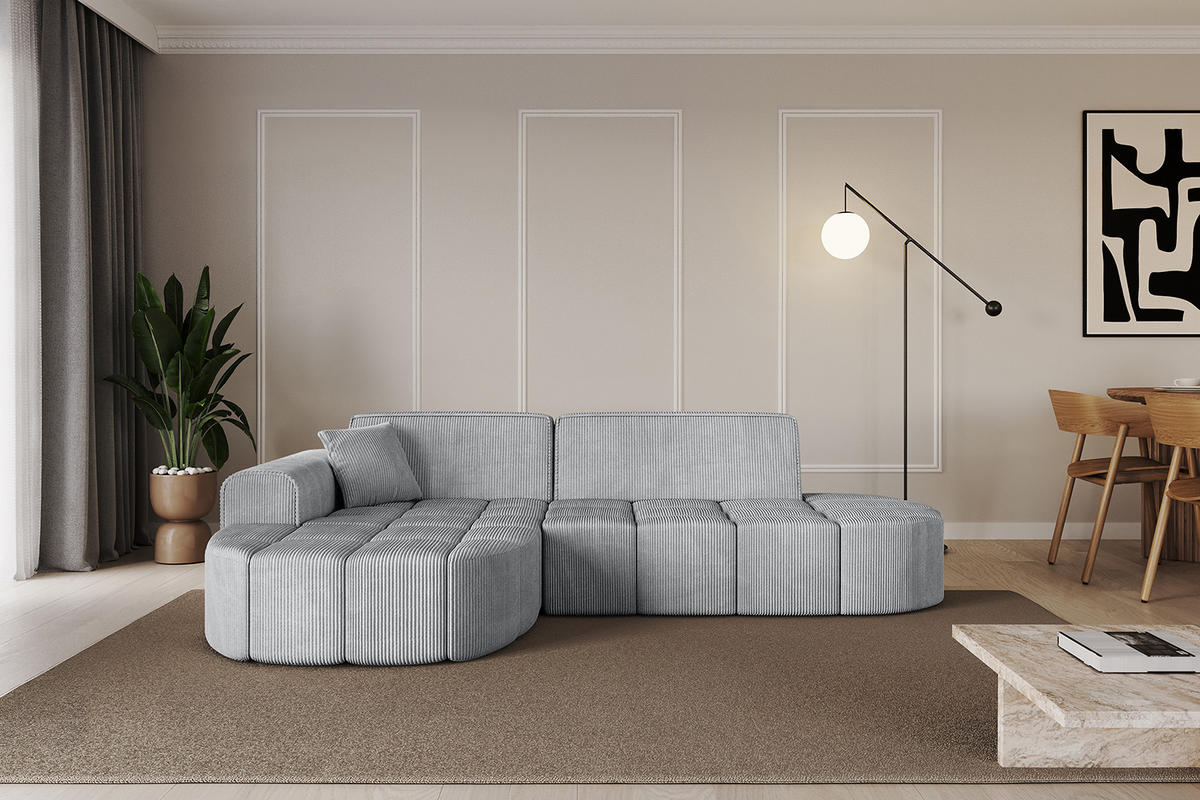 ECKSOFA Ottomane Links LIVO-L1 - 252x173x79,5 cm Grau - Grau, Holzwerkstoff/Textil (252/173cm) - ALTDECOR