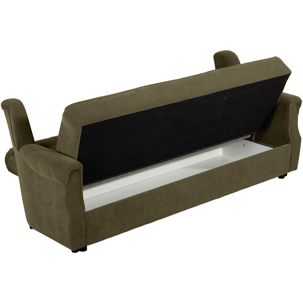 SOFA 3-Sitzer mit Bettfunktion Kaylyn Flockstoff grün - Grün, Kunststoff (207/89/83cm) - 58aufmkessel