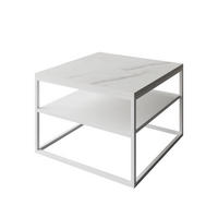 COUCHTISCH NOVA mit Ablage Weiß / Marmor Levanto - Weiß, Holzwerkstoff (69/69/48cm) - Lookway