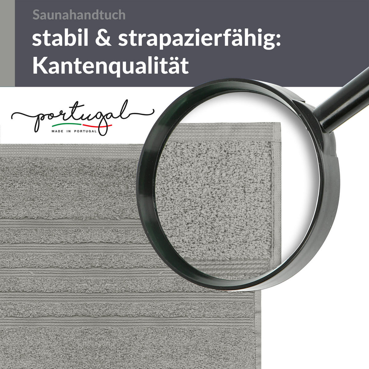 BADETUCH London Stein Grau 100x200 cm - Grau, Textil (100/200cm) - Lashuma