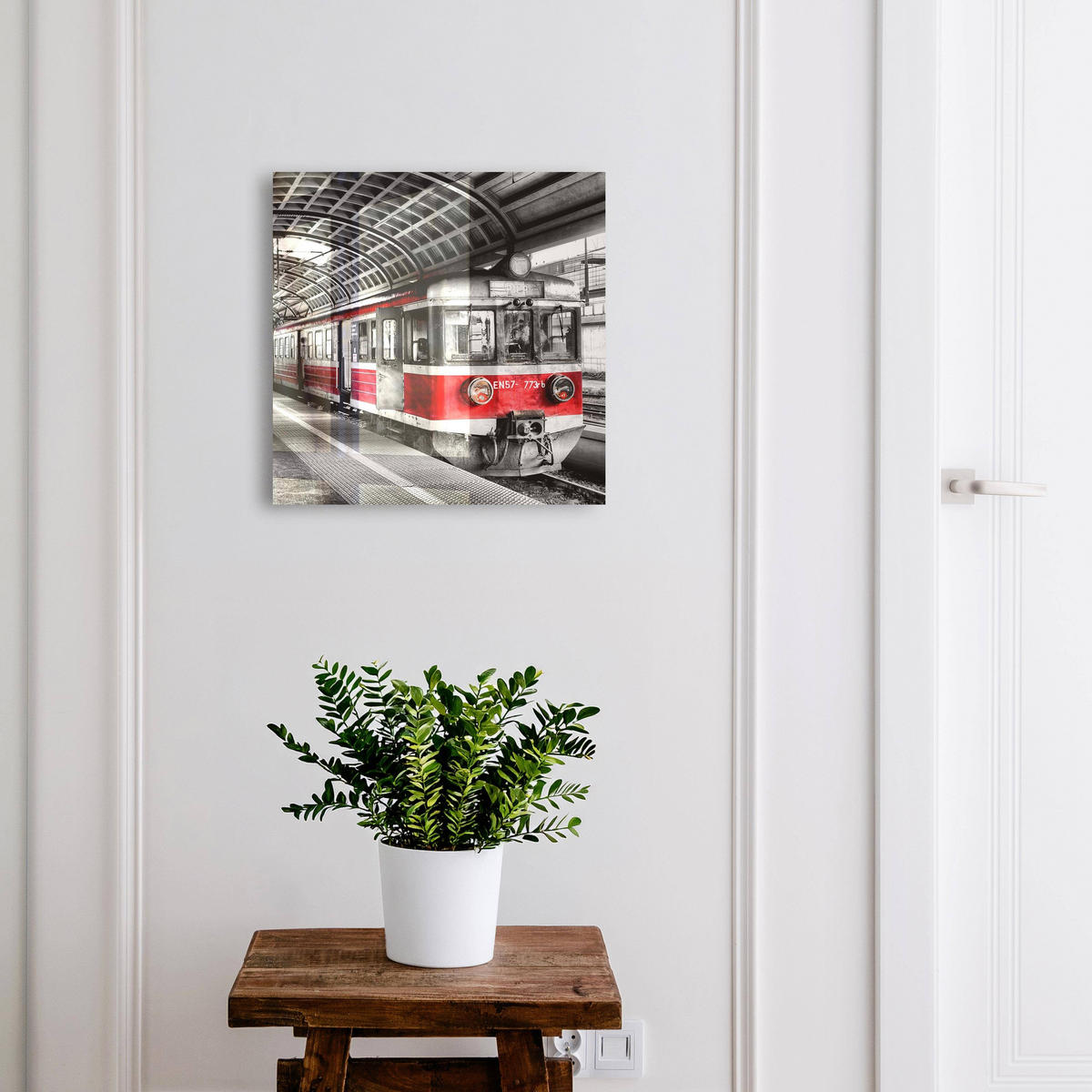 SCHLÜSSELBOX Schwarz 30x30 cm- Türöffnung nach rechts - Eisenbahnsymmetrie - Schwarz, Metall (30/30/5cm) - TULUP