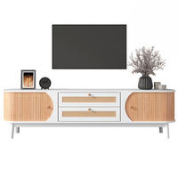 TV-SCHRANK Landhausstil mit Türen & Schubladen Rattanseiten Weiß - Weiß, Holz (47/8/184cm) - FLIEKS