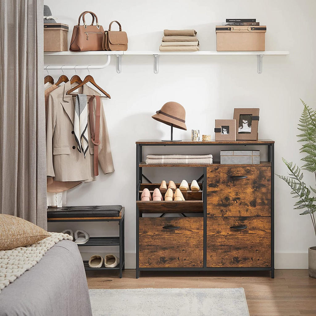 Thumbnail - Hansiro Schuhschrank, Braun, Holzwerkstoff, 30x95x98.3 cm, Garderobe, Schuhaufbewahrung, Schuhkipper