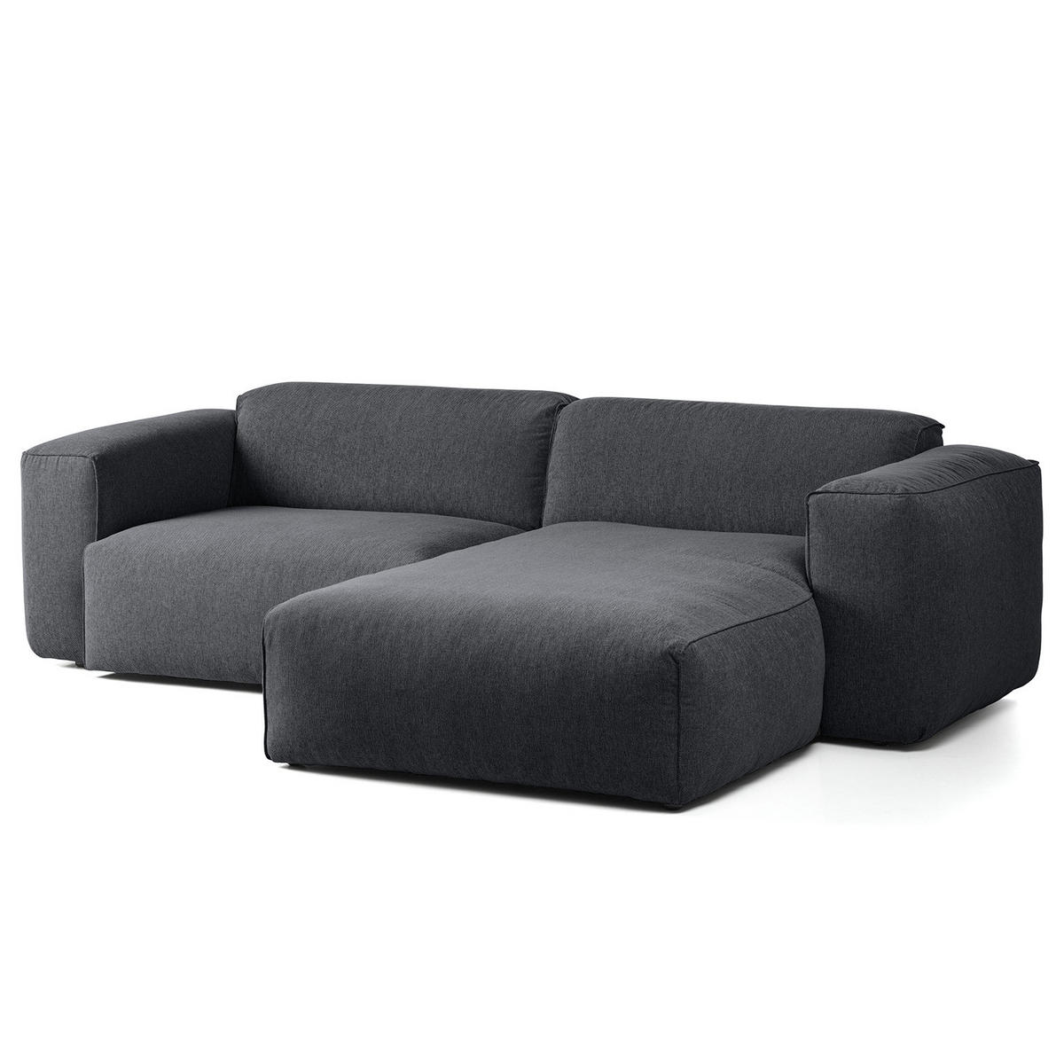 1,5-SITZER ECKSOFA mit Longchair - Schwarz/Grau, Kunststoff/Textil (260/173cm) - home24