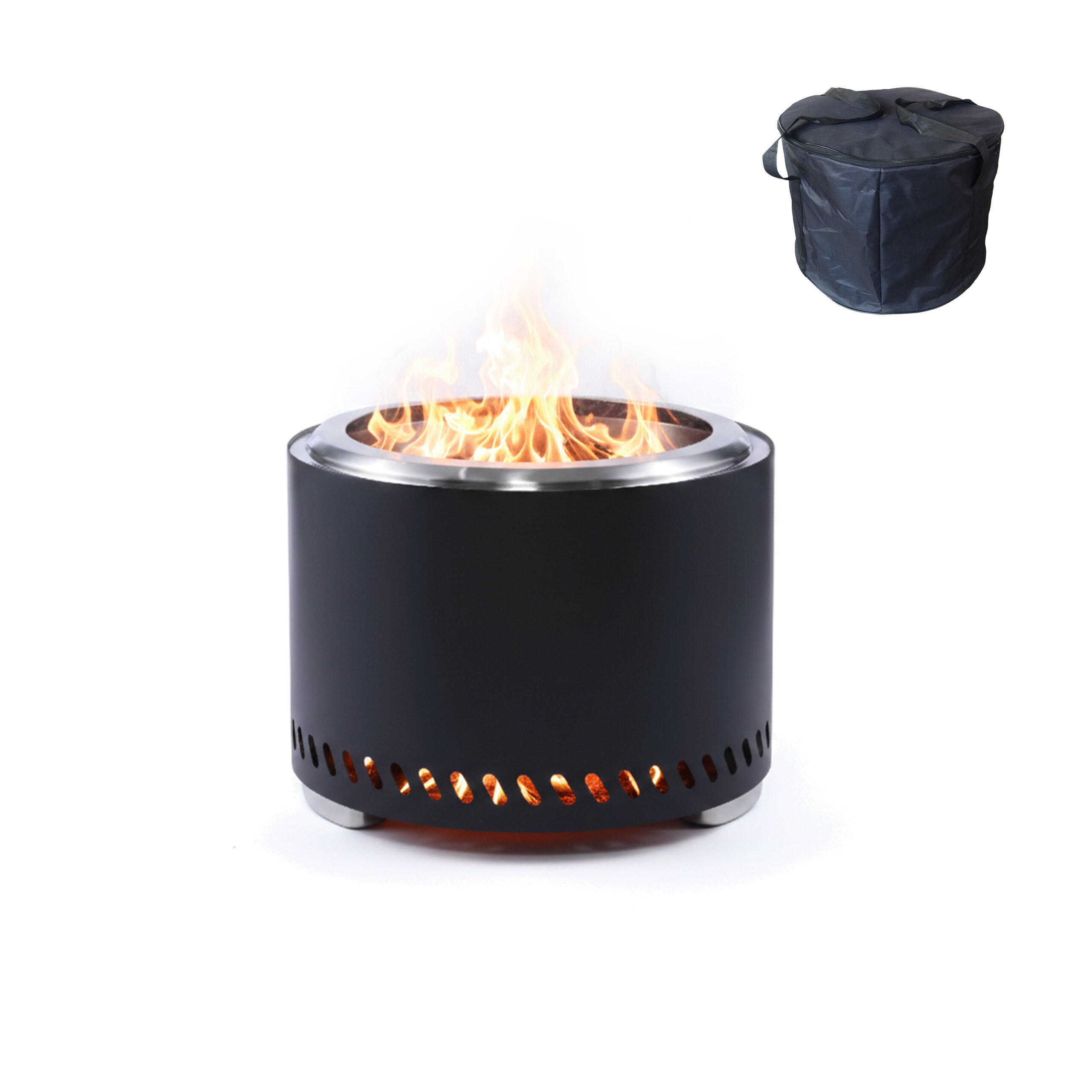 RAUCHFREIE Feuerschale - Schwarz, Textil/Metall (49.5/35/49.5cm) - Relaxdays