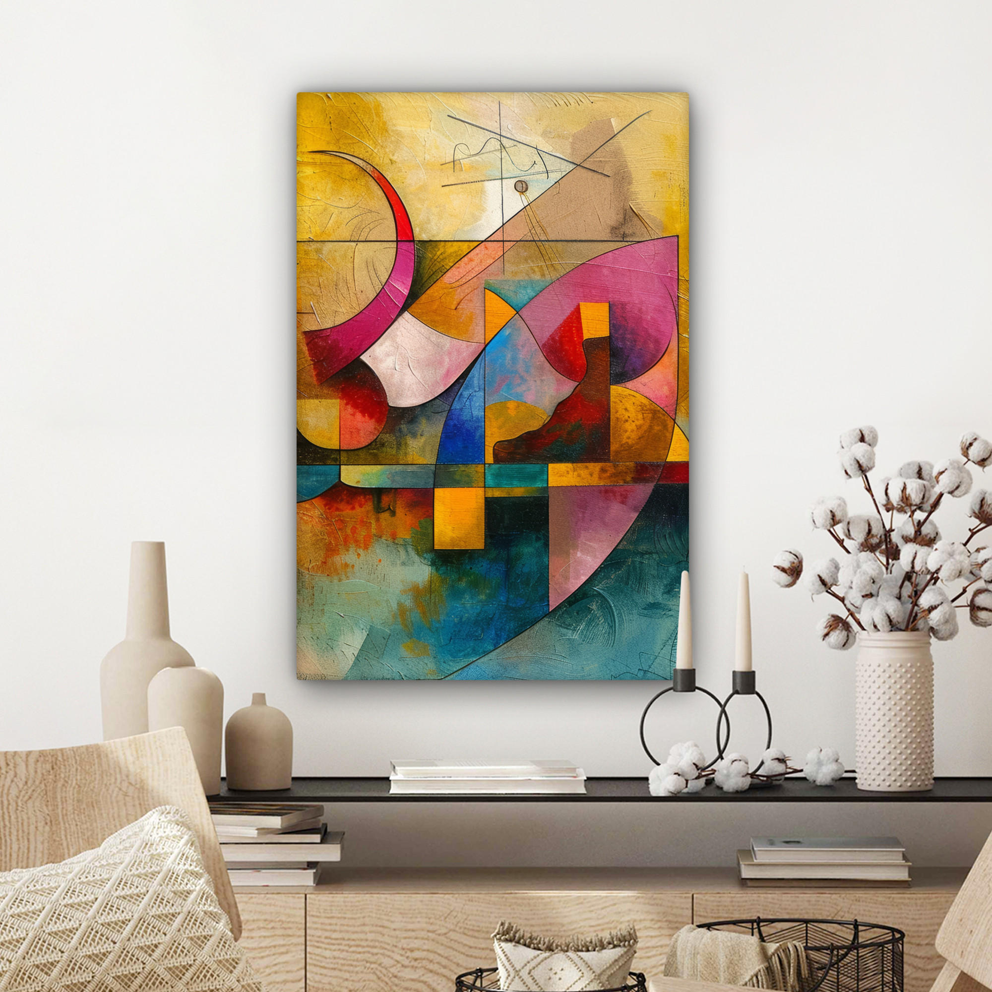 LEINWANDBILD Kunst - Abstrakt - Modern 60x90 cm - Gelb, Textil (60/90cm) - MuchoWow