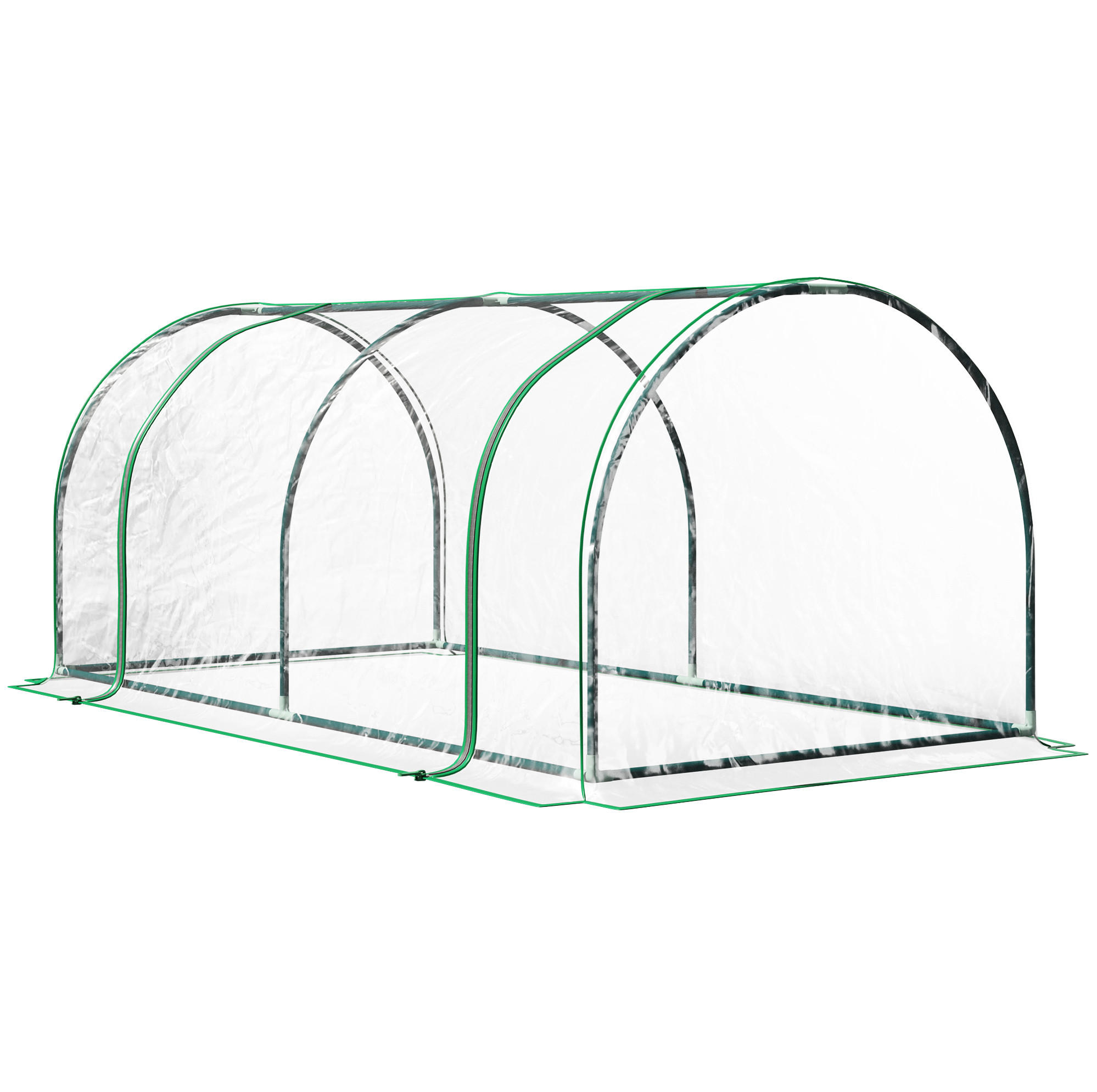 GEWÄCHSHAUS 200/80/100 cm Grün aus Kunststoff mit aufrollbarer Tür - Grün, Kunststoff (100/80/200cm) - OKMYHOME