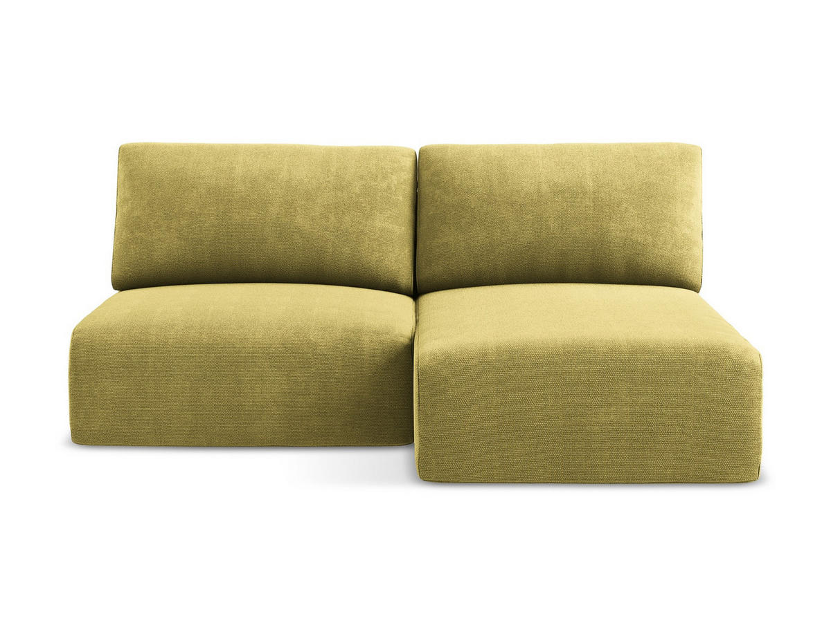 ECKSOFA mit Schlaffunktion rechts Chenille Stoff Grün - Limette/Schwarz, Kunststoff/Textil (210/149cm) - Makamii