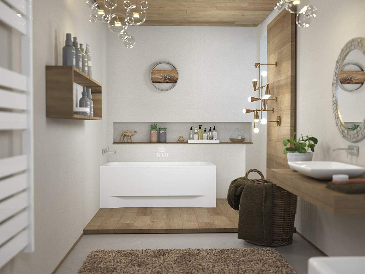 BADEWANNE Rechteck CLASSIC 130/70 mit Schürze Ablauf Füße - Weiß, Kunststoff (70/54.5/130cm) - bad land