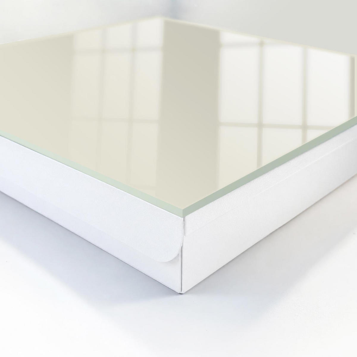 SCHLÜSSELBOX Weiß 30x30 cm – Türöffnung nach rechts - Cremefarbener Stein - Creme, Metall (30/30/5cm) - TULUP