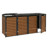 MÜLLTONNENVERKLEIDUNG 4ER Teak Dekor - Teakfarben, Metall (264/119/84cm) - MCW