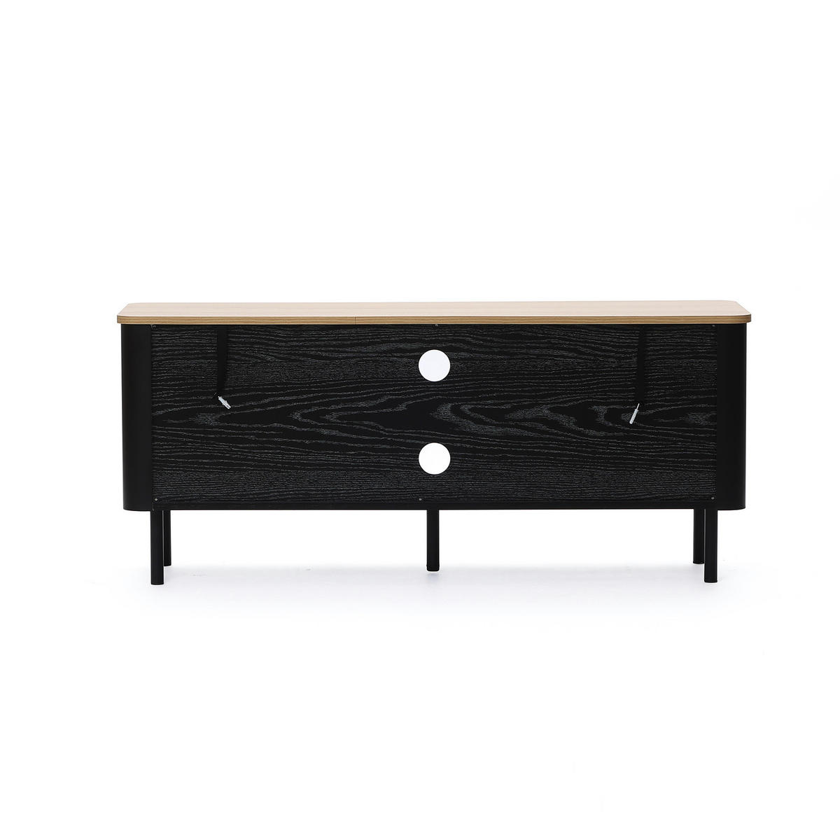 LOWBOARD TV-Schrank Modern, Schwarz & Holz | B120 x T40 x H52 cm - Schwarz, Holzwerkstoff (120/52/40cm) - Hometopia