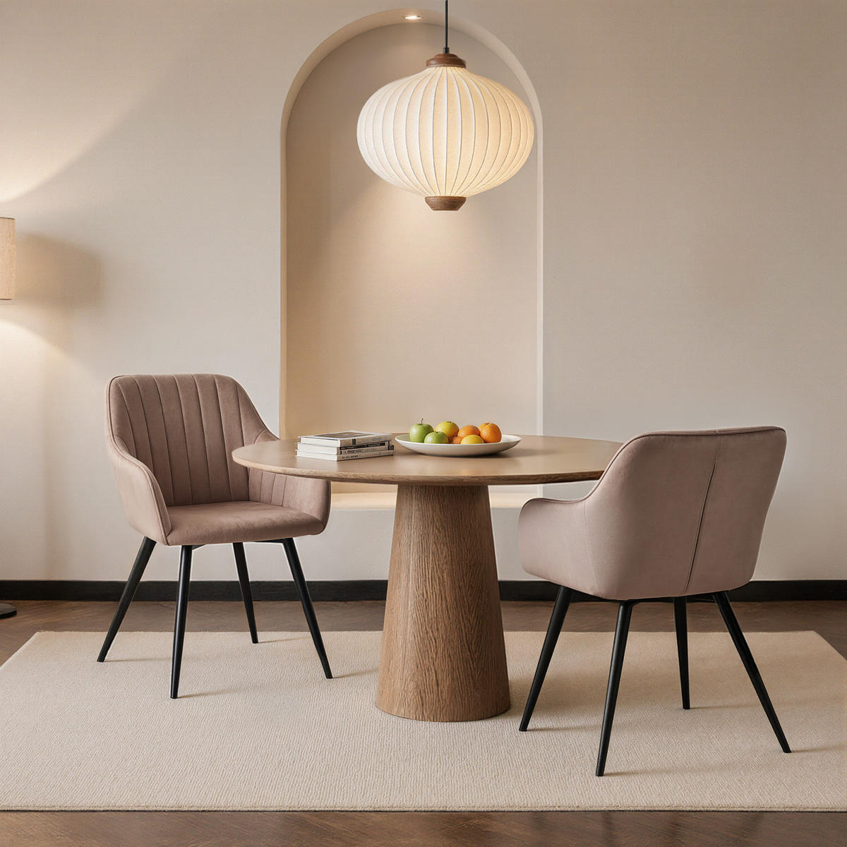 ARMLEHNSTUHL-SET 4 Stück in Samt(YZ5) - Braun, Textil (58/81/63cm) - HOMAVO