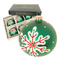 CHRISTBAUMKUGELN Schneeflocke Vereist Grün 8cm (Glas / 6 Stk.) - Grün, Glas (8/8/8cm) - Krebs Glas Lauscha