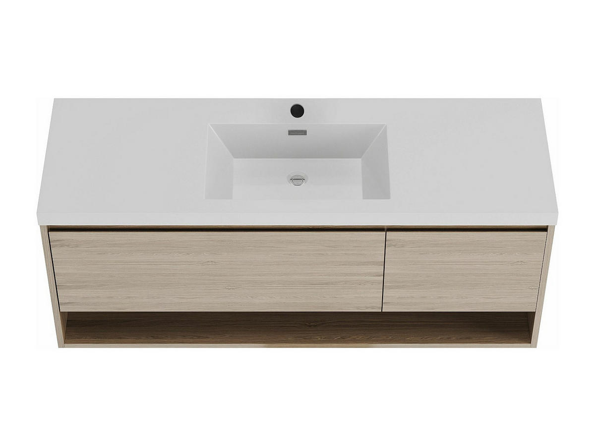 WASCHBECKENUNTERSCHRANK hängend mit Einzelwaschbecken - Holzfarben hell - 150 cm - PUJUKA - Naturfarben, Holz (150/55/50cm) - Vente-Unique