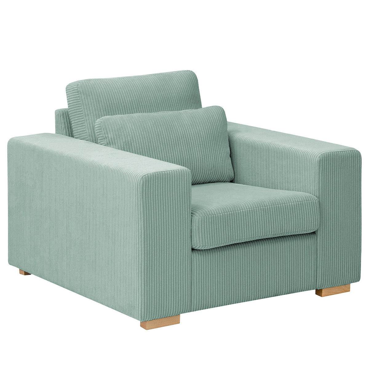 SESSEL - Buchefarben/Hellblau, Holz/Buchenholz (104/85/104cm) - home24