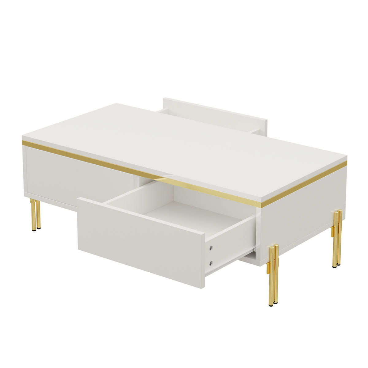 COUCHTISCH 100x50 Hochglanz Multifunktion Wohnzimmermöbel - Weiß, Holzwerkstoff (100/50/36cm) - FLIEKS