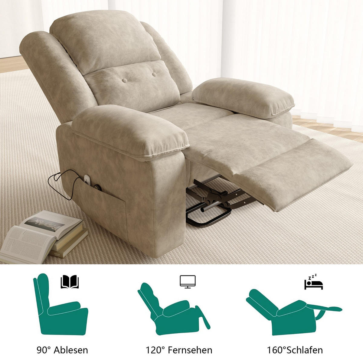 FERNSEHSESSEL Massagesessel Elektrisch mit Liege- & Wärmefunktion, Braun - Braun, Metall (102/106/93cm)