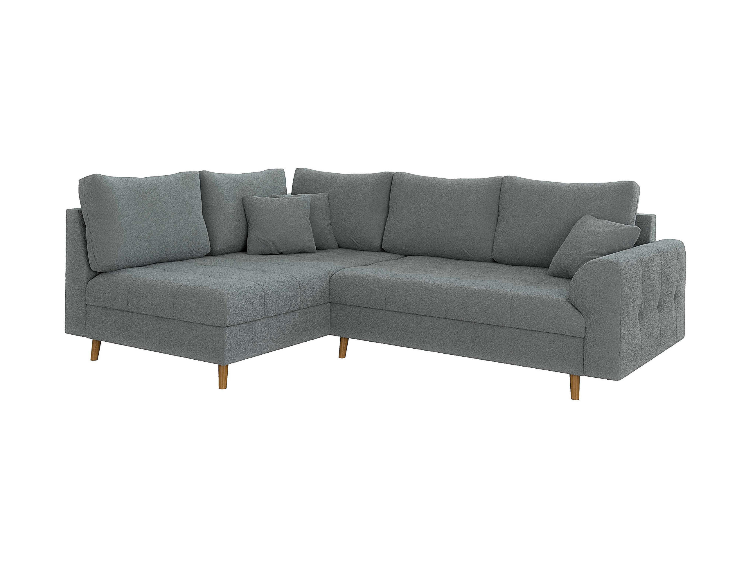 ECKSOFA Henrik Grau Boucle - Ottomane links - Braun/Grau, Holz/Textil (231/161cm) - S-Style Möbel