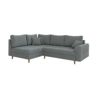 ECKSOFA Henrik Grau Boucle - Ottomane links - Braun/Grau, Holz/Textil (231/161cm) - S-Style Möbel