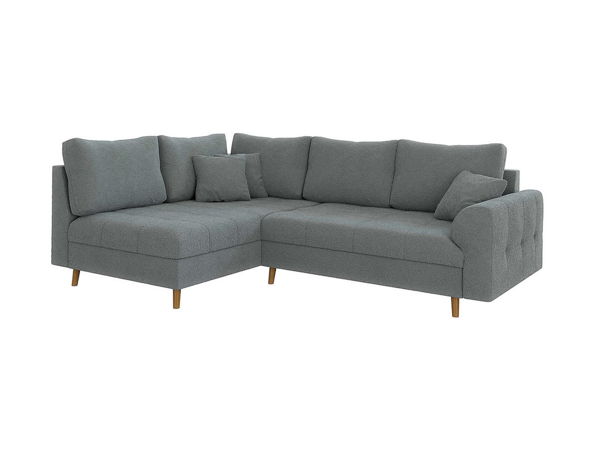 ECKSOFA Henrik Grau Boucle - Ottomane links - Braun/Grau, Holz/Textil (231/161cm) - S-Style Möbel
