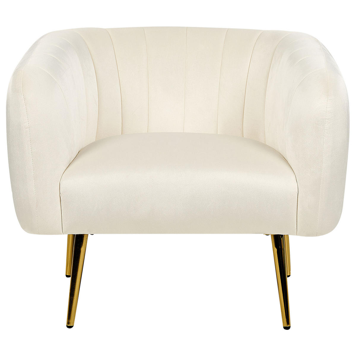 SESSEL Samtstoff Beige Laconia - Beige, Textil/Metall (85/72/62cm) - Beliani