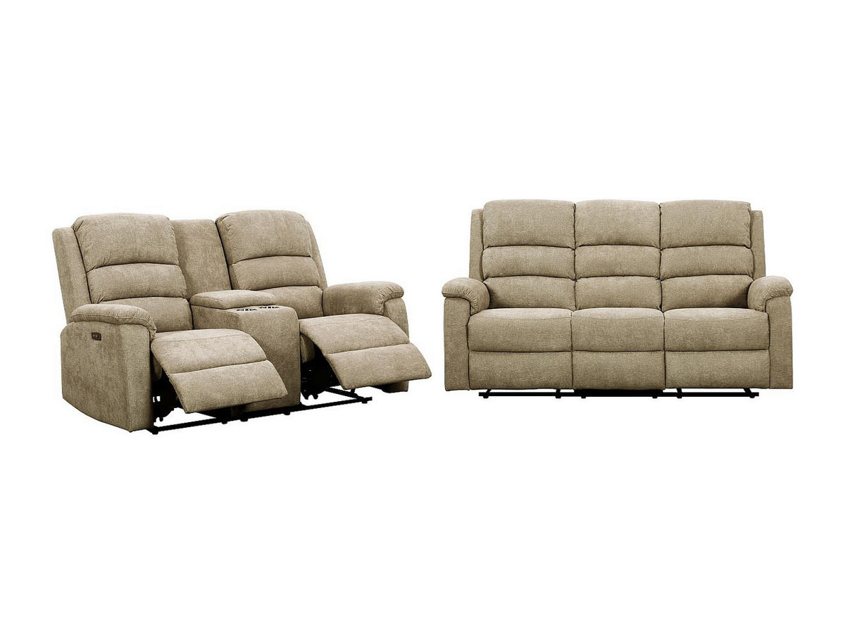 COUCHGARNITUR - 5 Personen - stoff - taupe Nevers - Taupe, Textil (187/103/95cm) - Vente-Unique
