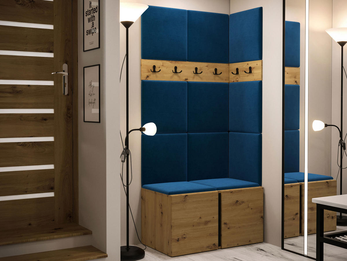 GARDEROBEN-SET Orion I - Blau/Eiche Artisan, Holzwerkstoff/Kunststoff (84/186/46cm) - MIRJAN24