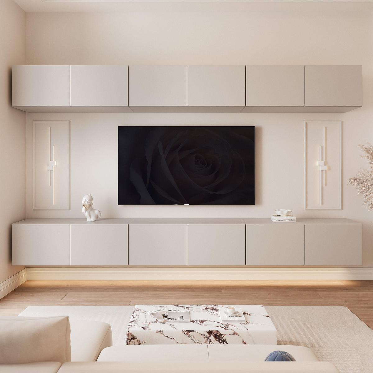 TV-LOWBOARD ANGEL V mit LED-Beleuchtung, 300 cm Kaschmir - Kaschmir, Holzwerkstoff (300/36/40cm) - Idohome