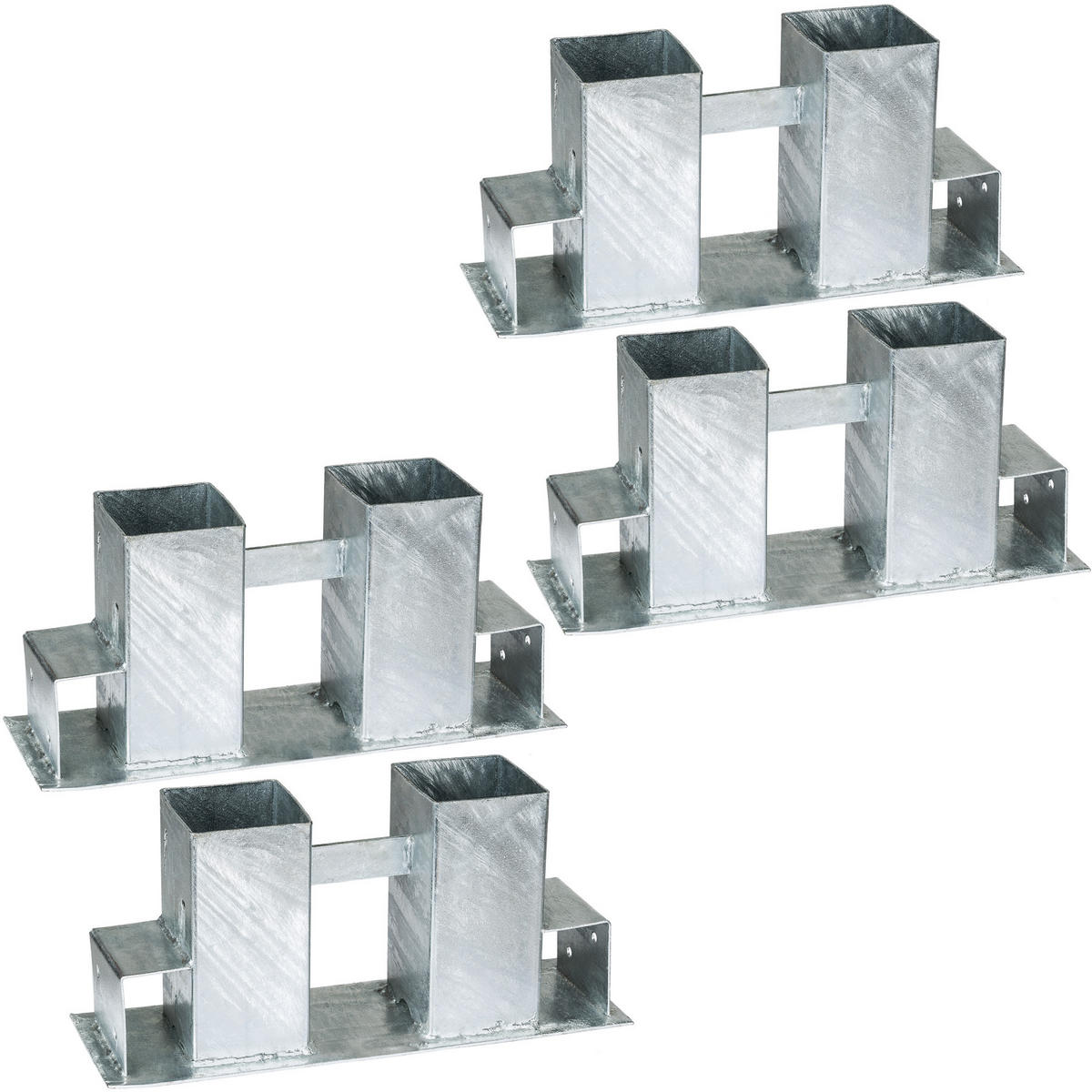 HOLZSTAPELHILFE 4er Set, für Innen und Außen,silber - Silberfarben, Metall (10/15/34cm) - tectake