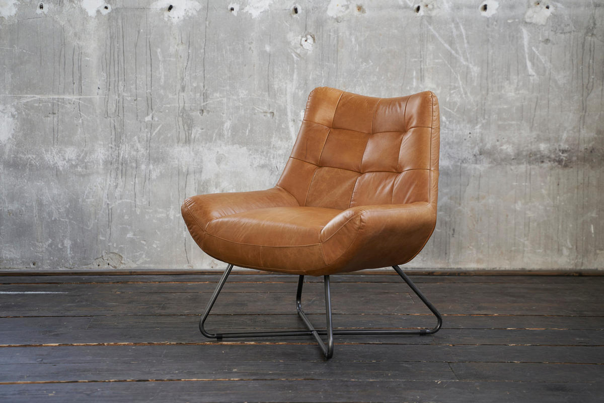 SESSEL SNOOZE Braun Leder - Dunkelbraun/Silberfarben, Leder (82/93/76cm) - KAWOLA