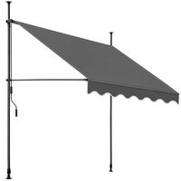 KLEMMMARKISE MIT HANDKURBEL , wasserabweisend, schwarz/grau - Schwarz/Grau, Textil (200/304/180cm) - tectake