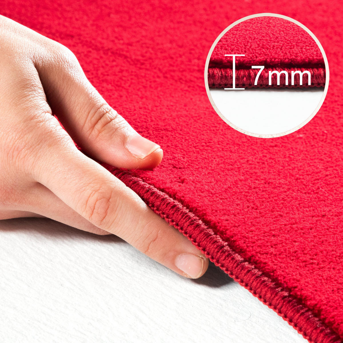 TEPPICH Kurzflor Uni-Farbe Microfaser Antirutsch Wohnzimmer waschbar Rot Rund 120x120 - Rot, Textil (120/120cm) - KADIMA DESIGN