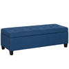 SITZBANK, Polsterbank mit Stauraum, Bettbank mit Deckel, Leinenoptik, Blau - Blau/Schwarz, Textil (49/41.5/125cm) - HOMCOM